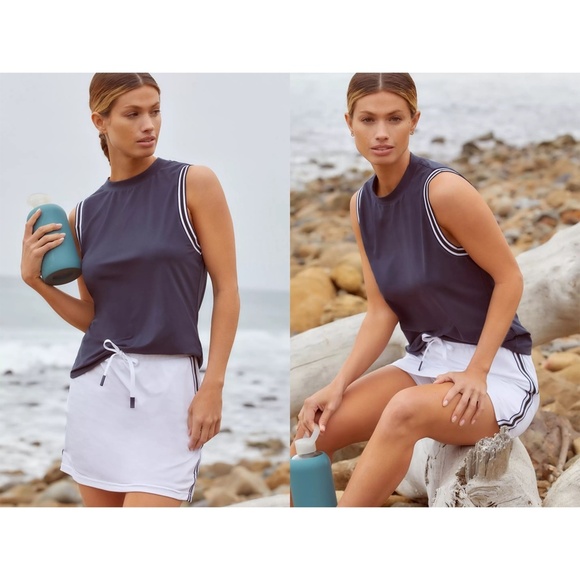 Varley Tops - VARLEY | Classic Breathable Wellings Performance Tank in Navy/White | Size Small